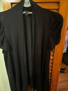 AB Studio Black Open-Front Women's Cardigan